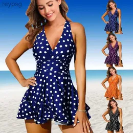 Costumi da bagno da donna Nuovo a pois Stampa tinta unita Costume da bagno singolo Sexy Backless Onepiece Spiaggia femminile Tankini S-6XL YQ240112