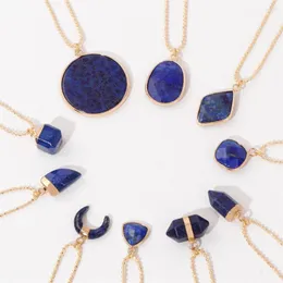 أقراط قلادة مجموعة أزياء لازولي حجر للنساء الرجال الأزرق الطبيعي الأزرق قلادة بسيطة سلسلة من المجوهرات ذكر فتاة