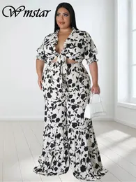 Wmstar Plus Size Two Piece Set Clothing Shirts Tops and Pants Wide Leg In Matching Wholesale Dropshopping 2023 240111