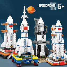 Building blocks for children Q Meng rocket model Long March-5 compatible boy Puzzle 203011-15 building blocks L240110