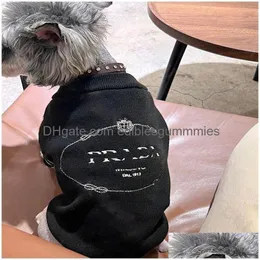 Modebesättning hals hund tröja designer katt tryck tunna stickkläder schnauzer bichon corgi teddy husdjur tröja släpp leverans dhqx5