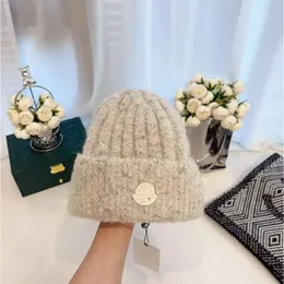 Monclear Gorro de malha com cabelo de coelho | Chapéu Monclair casual outono inverno para homens e mulheres | Boné quente de designer para 1786