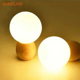 Night Lights Warm Bedroom Wood table lamp Glass lampshade night light G4 LED Bulb AC85-265V bedside lamp button switch EU plug YQ240112