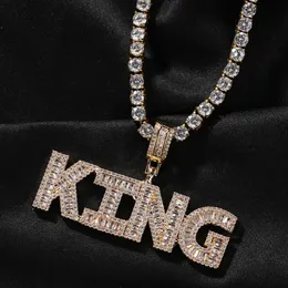 DIY A-Z Anpassade små bokstäver Namn Pendant Necklace T Cubic Zircon Hip Hop 18k Real Gold Plated SMYELLT