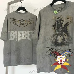 Herren T-Shirts Justin Bieber Washed T-Shirt Herren Damen Hochwertiges Saint Michael Tops T-Shirt T240112