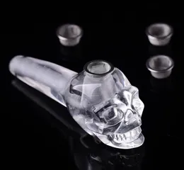 1 peça cachimbo semiprecioso cristal claro quartzo caveira rock varinha cachimbo 3 filtros de metal artesanato aumento de energia 5310897