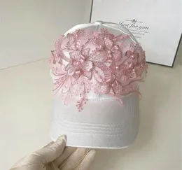 Ballkappen 202204SHI Drop Designer Satin Glanz Spitze Blumen Street Lady Baseball Hut Frauen Freizeit Visiere Cap9238419