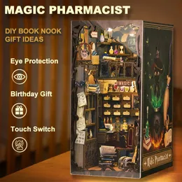 CUTEBEE bricolage livre coin Kit maison Miniature avec cache-poussière magique pharmacien idées cadeaux bibliothèque insérer pour anniversaire 240111