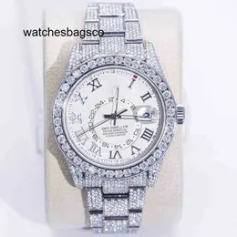 Luxury Designer Date Watch Watch for Mechanical Top Quality Iced Out Diamond rostfritt stål Dial Moissanite Swiss varumärke