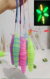 2022 new small luminous Fidget Slug decompression toy caterpillar lanyard slug children vent cartoon toys DHL Y024190908