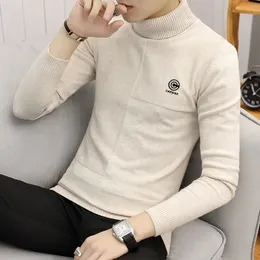 Autumn and Winter Fashion Slim Mens Solid Color Sweater Turtle Neck 240111