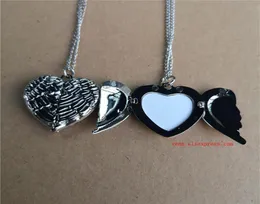 sublimation angel wings locket po necklaces pendants fashion transfer printing blank jewelry consumables 10pcs lot Q120927985350381