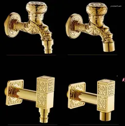 Badezimmer Waschbecken Wasserhähne Stil Gold Drache geschnitzt Bibcock Wasserhahn Messing Waschmaschine Bibcocks Outdoor Mixer Garten