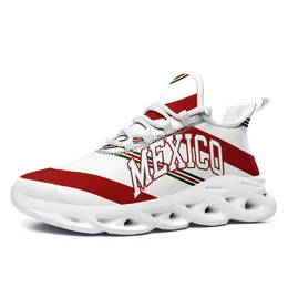 Custom Mexico national flag patriotic light weight with box lace up fashion comfort unisex sneaker men women Pod own design name number wording running tennis shoes