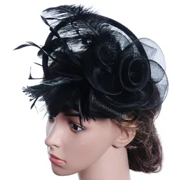 Высокое качество страусиные перья свадебные шляпы льняная шляпа свадебные аксессуары