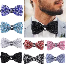 Bow Ties Shiny Crystal Tie For Men Collar Bowtie Wedding Banket Party Bowknot Slipsa Brudgum Male Shirt Klädtillbehör