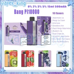 Bang PI10000 Puffs Disposable E Cigarettes Mesh Coil 15ml Pod 500 mAh Battery Electronic Cigs Puffs 10K 0% 2% 3% 5% 10 Flavors Vape Pen Factory Outlet Kit
