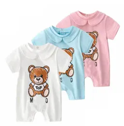 Newborn Kids Romper Baby Boys Round Collar Stripe Short Sleeve Jumpsuits Infant Kids Soft Cotton Diaper Clothes Fit 024M3056224