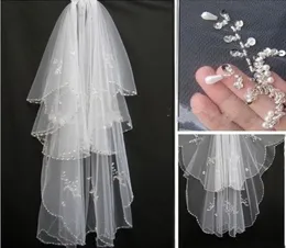 Bling Wedding Veils with Crystal for Bride two layers High Quality Soft Tulle Bridal Veil with Crystals Short Layered Bridal Vail 1255229