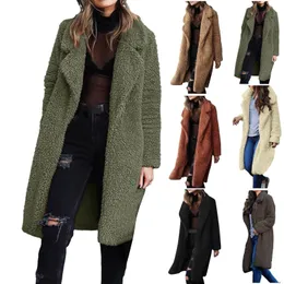 Einfarbiger Flanell-Trenchcoat, geeignet für Damen, lässig, verschwommener Mix, einfarbig, langes Hemd, Strickjacke, Daunenmantel, 2023, Mode 240112