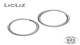 Hoop Huggie LiCliz 2021 925 Sterling Silver Simple Earrings for Women Round Circle White Gold Jewelry Loop Joyas de Plata Le04724836783