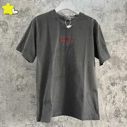 Erkek Tişörtler Vintage Yıkanmış Batik Kömür Gri Cavempt T-shirt Erkek Kadın Hip Hop Klasik Kırmızı Nakış Cav Boşluk