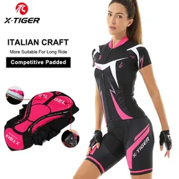 Sets XTiger Damen Radtrikot Set Sommer AntiUV Radfahren Fahrradbekleidung QuickDry Mountain Female Fahrradbekleidung Radsport Set