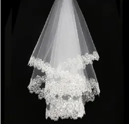 Princessally Ivory Wedding Veil Nowe białe koronkowe aplikacje blingowe welon miękki miękki tiul mody