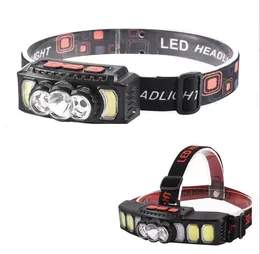 LED-Sensor-Flutlicht-Scheinwerfer, USB wiederaufladbar, XPE+COB-Scheinwerfer für Angeln, Laterne, LED-Stirnlampe, Camping, Suchscheinwerfer, Kopf-Taschenlampe