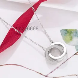 Halsband T Double Circle 1837 Light Luxury Simple 925 Silver Fashion Temperament Pendant Love Kvinnlig kassakedja 2A1T