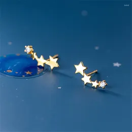 أقراط مسمار Glaxy Star Cluster 925 Sterling Silver Three Stars for Women Diamonds Sterling-Silver-Jewelry Buds Cool Gift