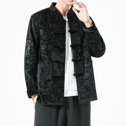 Giacca da uomo vintage di fascia alta color canarino stile cinese da uomo originale modello drago jacquard hanfu cappotto da uomo giacca allentata top 240112