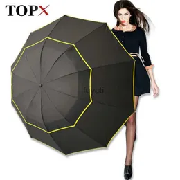 Guarda-chuvas Qualidade 130cm Duplo Forte Vento Resistente Guarda-chuva Chuva Mulheres Grande 3 Dobre Grandes Guarda-chuvas Homens Família Viagens de Negócios YQ240112