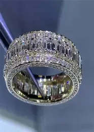Smycken fyller full t prinsessan klippt vita topas cz diamant ädelstenar party moissanite kvinnor bröllop band ring för kärlek gåva294d2861828