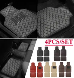 Universal läder fram bakre bilgolvmattor kudde bilmattor mattor vattentätt antidirty antislip golv för de flesta bilar svart9805679