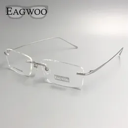 Pure Gereeglasses Rimless Optical Frame Recept Spectacle Frameless Glass för Wide Face With Long Temple 145mm 240111