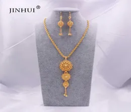 Jewelry sets 24K Ethiopian Gold Arabia Necklace Pendant Earring for women indian dubai African wedding Party bridal gifts set 21066123055