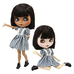 Buzlu dbs blyth bebek 16 bjd eklem gövdesi kısa kahverengi saç mat yüz 30 cm oyuncak kızlar hediye anime 240111