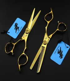 60 tum guldfrisörsaxar Flat Shears Bangs Shears Dental Scissors Senior Frisör Specialreparation Hår2624165