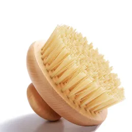 Round Bath Shower Body Exfoliating Brush Natural Sisal Bristles Beech Wood Handle Dead Skin Remover Back Scrubber Massage Tool 0112