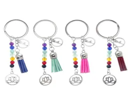 Fashion Keychains Cute Healing Crystal Stone Chakra Pray Car Key Chain Tassel Keyring Bag Pendant Women Jewelry Accessories Gift7010243