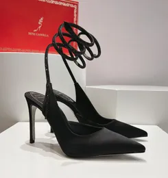 Summer słynny Rene Caovilla Caterinahigh Heels Perfect Innovation Reinterpreting Najbardziej kultowy spiczasty design sztylet pięta palców sandałowych
