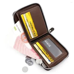 Brieftaschen Reißverschluss Innentasche 3-fach Geldbörse Multiposition Mittelweich Herrenhand Einfarbig Verschleißfester ID-Kartenhalter im Freien