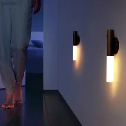 Luci notturne Luce notturna intelligente per il corpo umano Lampada da parete a LED ricaricabile per armadio da corridoio Lampada da induzione a parete nella lampada da toilette domestica YQ240112