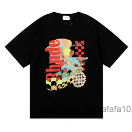 Męskie tshirty najlepsze kunszt rhudes letni projektant mody Rhude Beauty Vision dąży do przyjemności joyride czysty bawełniany krótki rękawa luźna tshirt dla mężczyzn 8m3x