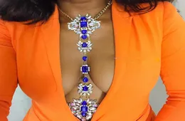 Body Chain Jewelry with Red Blue Tawny Crystal Rhinestone Beads for Women Fashion Necklace Chain 1 PC Body Jewlry6229865