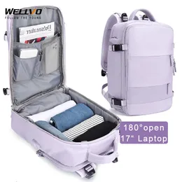 17 Laptop Multifunction Travel Ryggsäck Fashion Student Book Väskor stor kapacitet resande väska USB laddning Mochila XA82C 240112