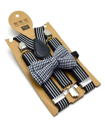 Fashion Children Striped suspender boys girls stripe elastic suspenderfloral printed Bows tie 2pcs sets kids Yshape adjustable b1022992