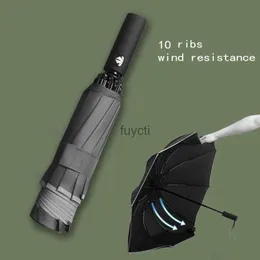 Umbrellas Men Umbrella Original Gifts Rain Automatic Strong Resistant Big Parasol Reverse Home Useful Things Traveling Reflective Fabric YQ240112