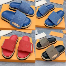 Pool Pillow Flat Comfort Mule Mule plate confort Pool Pillow mule sandal 1ACJVH blue denim Men Women mule Luxury sandals coordinating with seasons leather goods 35 46